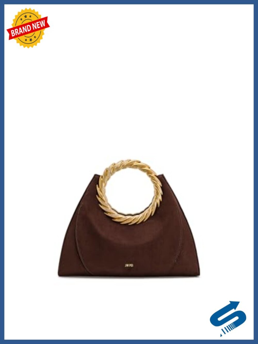 Faux Suede Top Handle Satchel Crossbody Bag with Gold Hardware